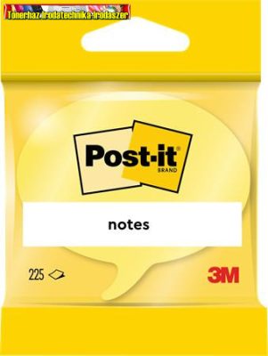 Öntapadó jegyzettömb, szövegbuborék forma, 70x70 mm, 225 lap, 3M POSTIT, sárga (mondatfelhő)