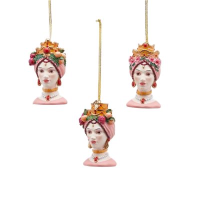 Karácsonyfa dísz szicíliai fej poly 10cm/db