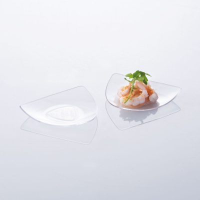 Átlátszó háromszög alakú tálka fingerfoodhoz, 20 ml, 100 db-os csomag