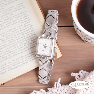 Ékszeróra ASTRON női, ezüst, szögletes, sötét számlap