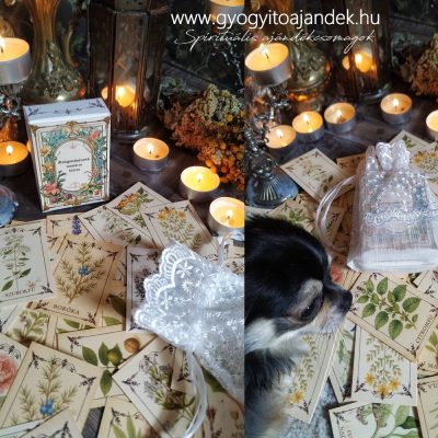 Gyógynövényes memóriakártya játék csipkés hímzett tasakban