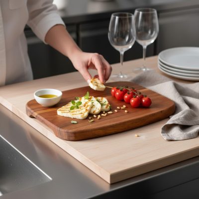 Acacia szögletes fa tálalódeszka 22,5x16x1,5 cm