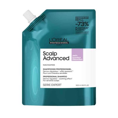 Loreal Scalp Advanced sampon zsíros hajra, utántöltő, 500 ml