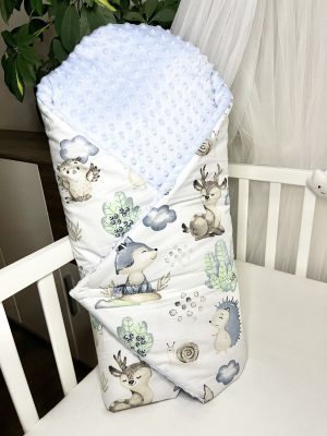 Bbaby kókuszpólya – Sün Balázs és erdei barátai, világoskék minkyvel és kivehető kókuszbetéttel