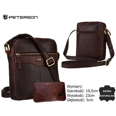 Peterson Férfi Bőr Oldaltáska Ptn 711E-Opu-6842 Sötét Barna