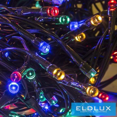 Napelemes 100 LED-es multicolor fényfüzér 10m