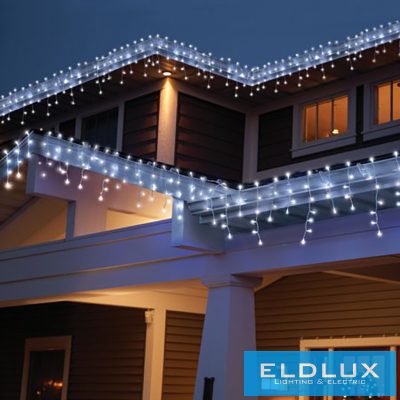 360 LED-es hideg fehér jégcsap izzósor adapterrel 7m (8 funkciós)