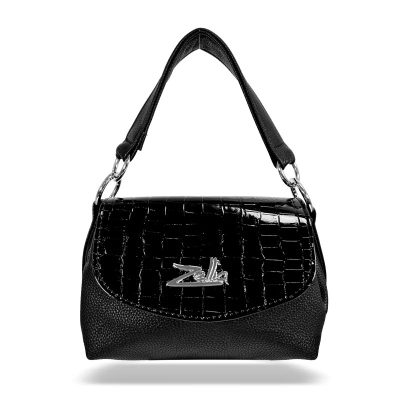 Zellia Női Oldaltáska 25101 Fekete - Lakk - Krokkó -