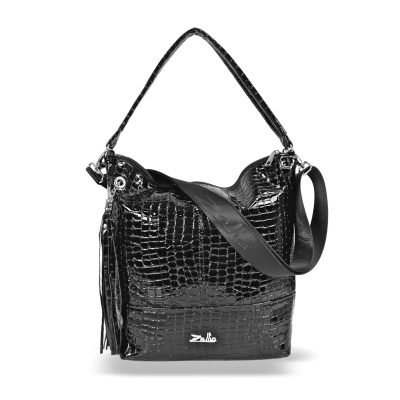 Zellia Női Válltáska Zlb213 Fekete Lakk - Krokkó -