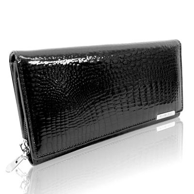 Jennifer Jones Női Bőr Pénztárca Fekete Lakk-5288-2-Nagy Méret