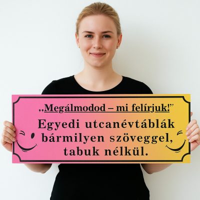 Egyedi szöveges utcanév tábla