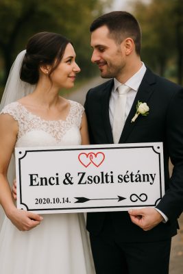 Egyedi utcanév tábla esküvői