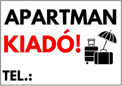 Apartman Kiadó tábla