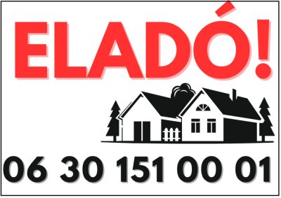 Eladó ház tábla grafikával