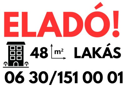 Eladó lakás tábla egyedi telefonszámmal