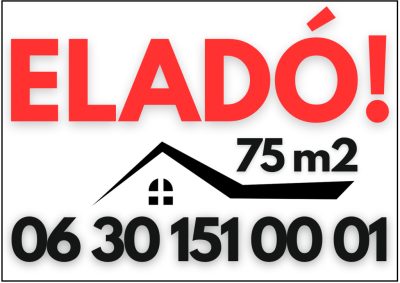 Eladó tábla négyzetméterrel