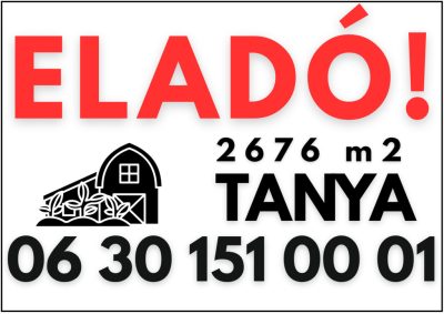 Eladó tanya tábla információkkal