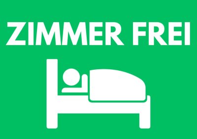ZIMMER FREI tábla grafikával