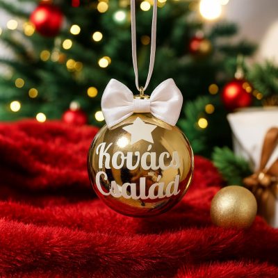 Prémium karácsonyi gömb névvel arany