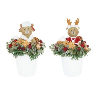 Dekoráció karácsonyi macis asztaldísz 25x15cm/db