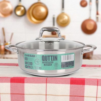 Caesar 5 literes indukciós lábas üveg fedővel, 26 m-es átmérő