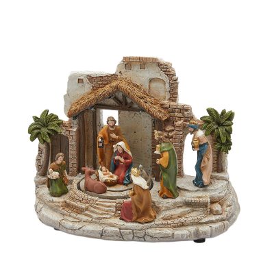 Dioráma jászol Led-es,zenél 22x29x16cm