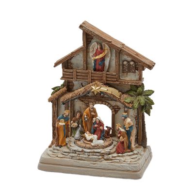 Dioráma jászol emeletes Led-es 28x21cm