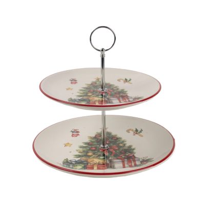 Sütemény kínáló kerámia karácsonyfa 2 részes