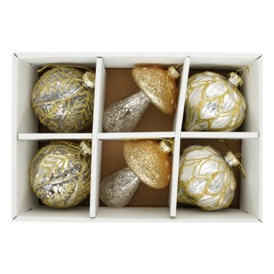 Gömb, gomba, hagyma, dombor mintával, akasztós 8 cm S/6