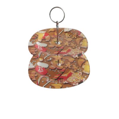 Ünnepi süteménykínáló üveg 2 emeletes 25x25xm