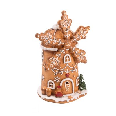 Mézeskalács szélmalom Led-es 20x11cm