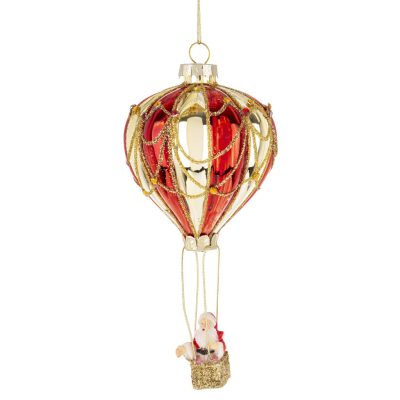 Karácsonyfadísz hőlégballon csíkos