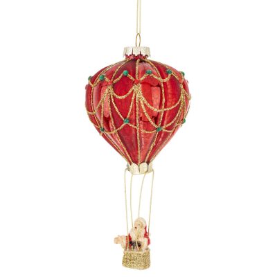 Karácsonyfadísz hőlégballon piros