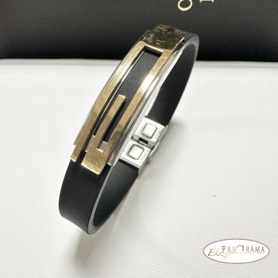 Férfi nemesacél kaucsuk karkötő - Dominik