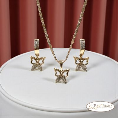 18K Gold Filled, antiallergén szett medálos nyaklánccal és fülbevalóval - Evelin