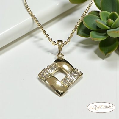 14K Gold filled medálos nyaklánc apró kristályokkal- Gina