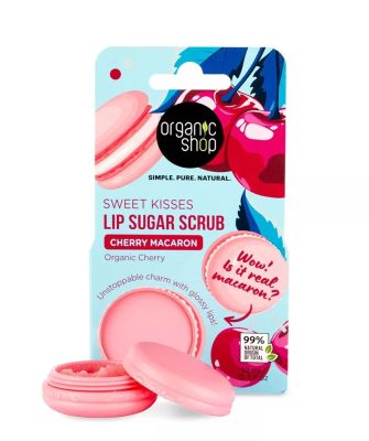 Organic Shop cseresznyés macaron cukros ajakradír bio cseresznyével, 10 ml