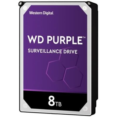 Western Digital WD85PURZ WD Purple, 8 TB biztonságtechnikai merevlemez, 256 MB cache, nem RAID kompatibilis, 24/7 videómegfigyeléshez