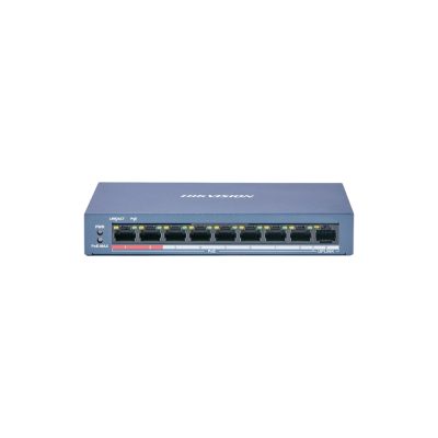 Hikvision DS-3E0109P-E/M(B) PoE Switch 9 portos, 8 PoE + 1 uplink port, nem menedzselhető, 60 W