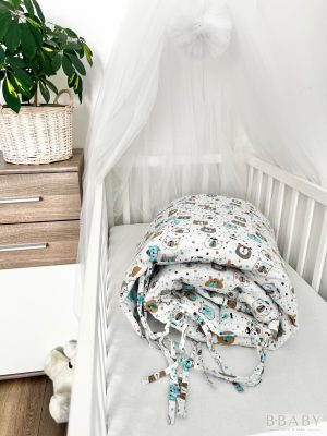 Macipofik – Járókabetét 100x100 cm | Mackó pofis, 100% pamut, magasított rácsvédővel