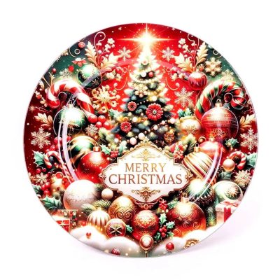 Tálca kerek műanyag karácsonyfadísz 33cm