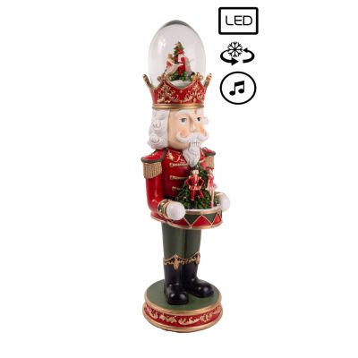 Diótörő havazógömb+LED piros zöld 45x13cm