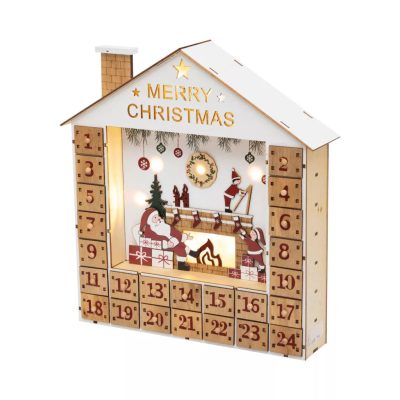 Adventi naptár Led-es, fa,műanyag 34x36cm