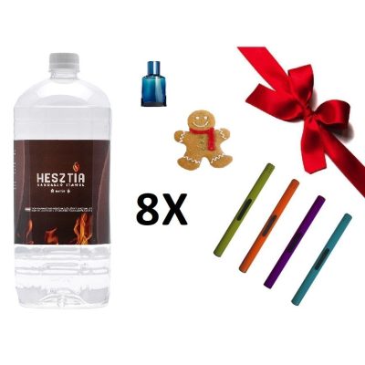 HESZTIA Bioetanol 1,0 L 4db Mézeskalács + 4db Havas kasmír - Ajándék színes gyújtópálcával 