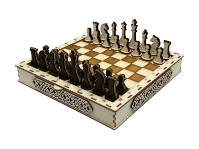 Lézervágott fa sakk készlet