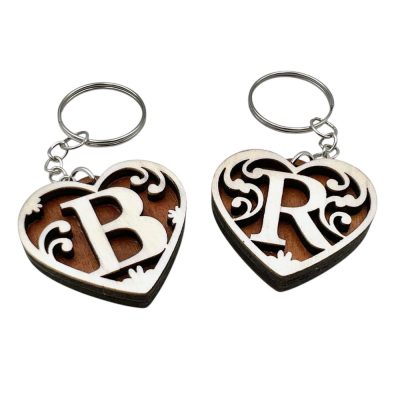 Szíves monogramos kulcstartó