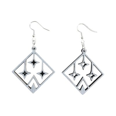 Ezüst csillagos lézervágott fa fülbevaló