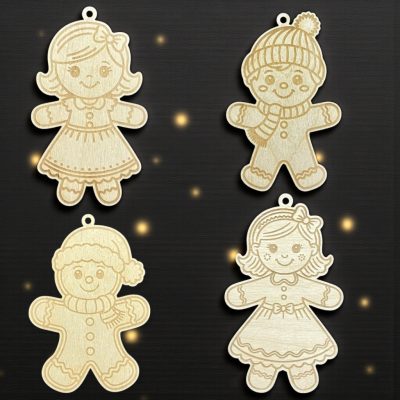 Mézeskalács függő díszek - 4 db/csomag