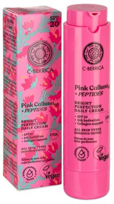 Natura Siberica C-Berrica Pink Calluna Ragyogásfokozó nappali arckrém SPF20 B12 vitaminnal és peptid