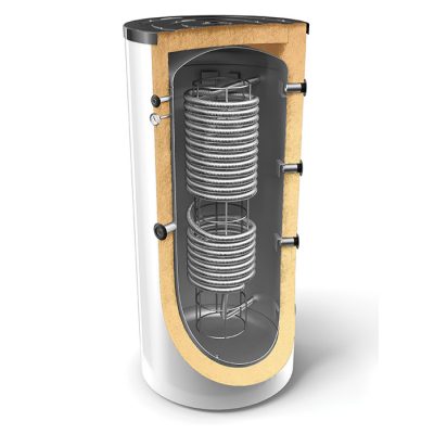 Kombinált 500 literes puffertartály 1 rozsdamentes acél csőkígyóval, fűtési rendszerekhez és használati melegvíz-készítéshez